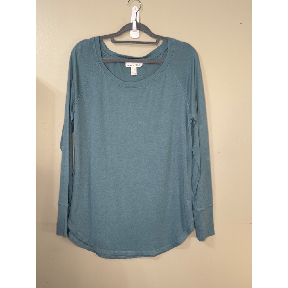 Urban Heritage Y2K Teal Blue Long Sleeve Scoop Neck Raglan Top XL 00-3516